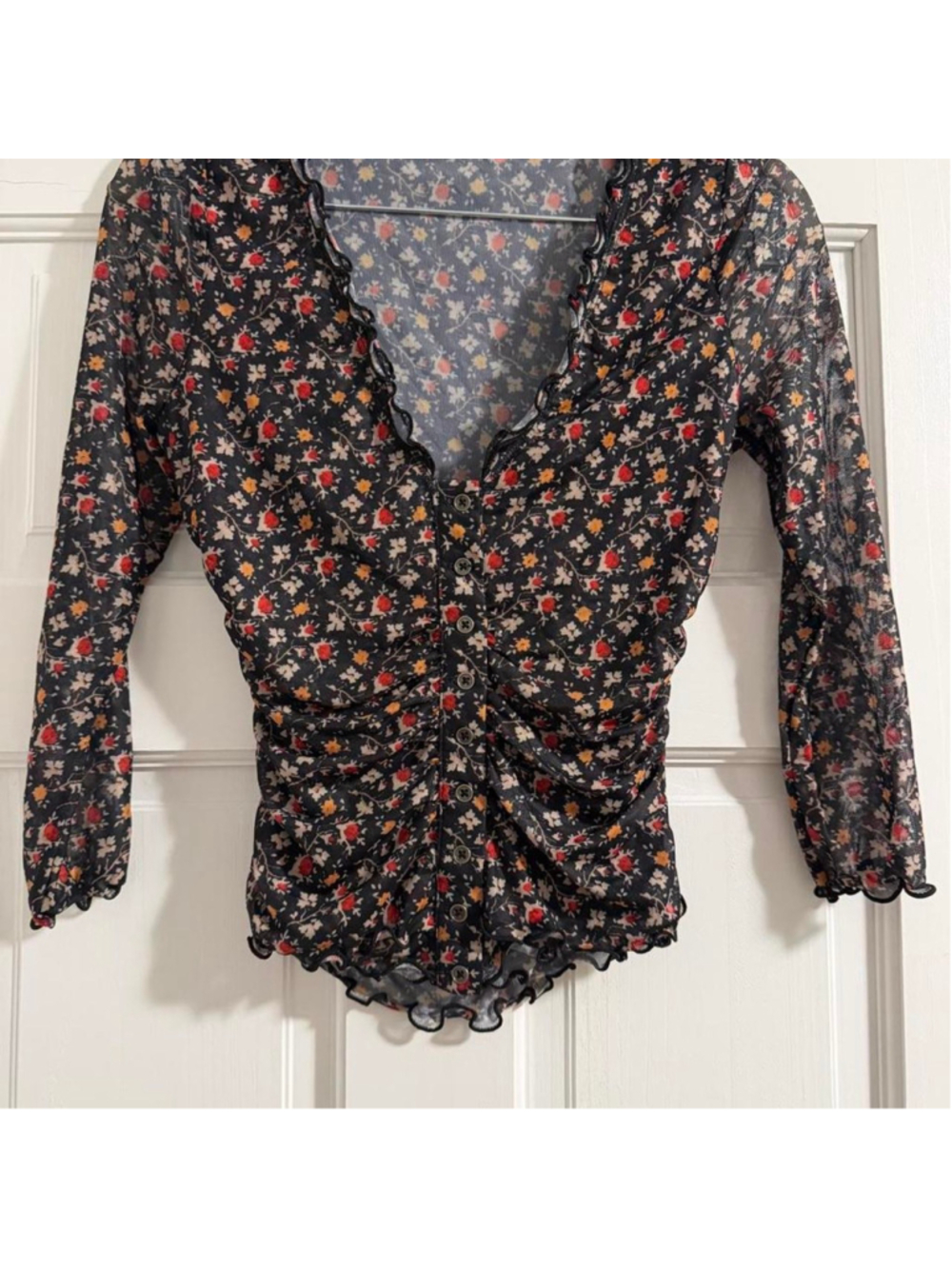 Natural Life floral mesh top, size XS - Picture 2 of 5